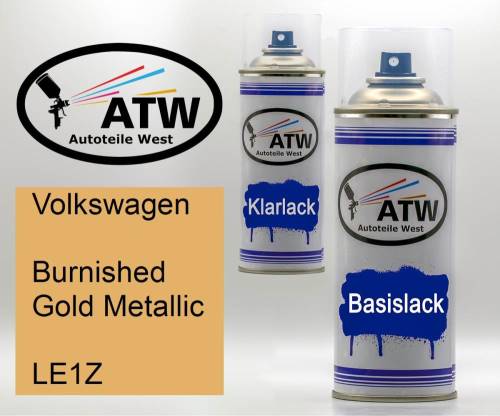 Volkswagen, Burnished Gold Metallic, LE1Z: 400ml Sprühdose + 400ml Klarlack - Set, von ATW Autoteile West.